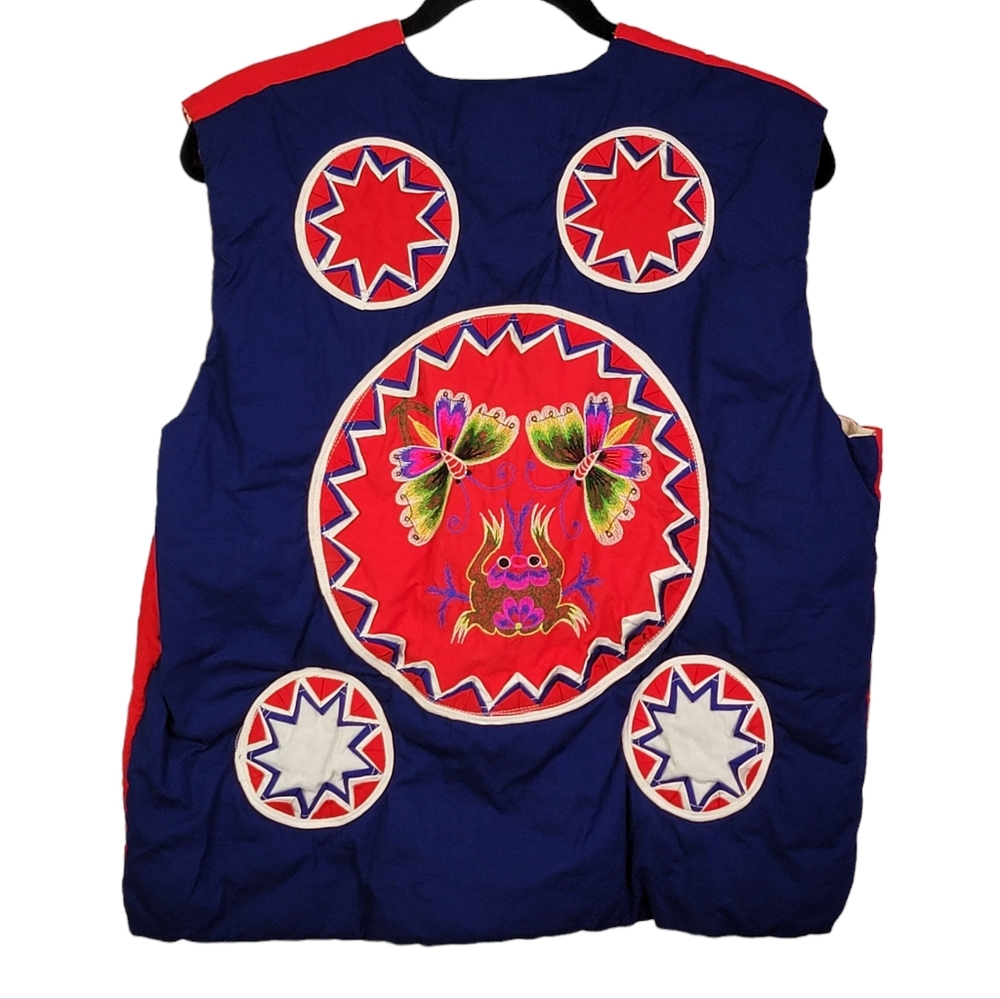 Embroidered Asain Vintage 80's Panda Butterfly Frog Motif Quilted Vest Unsized - Picture 8 of 16